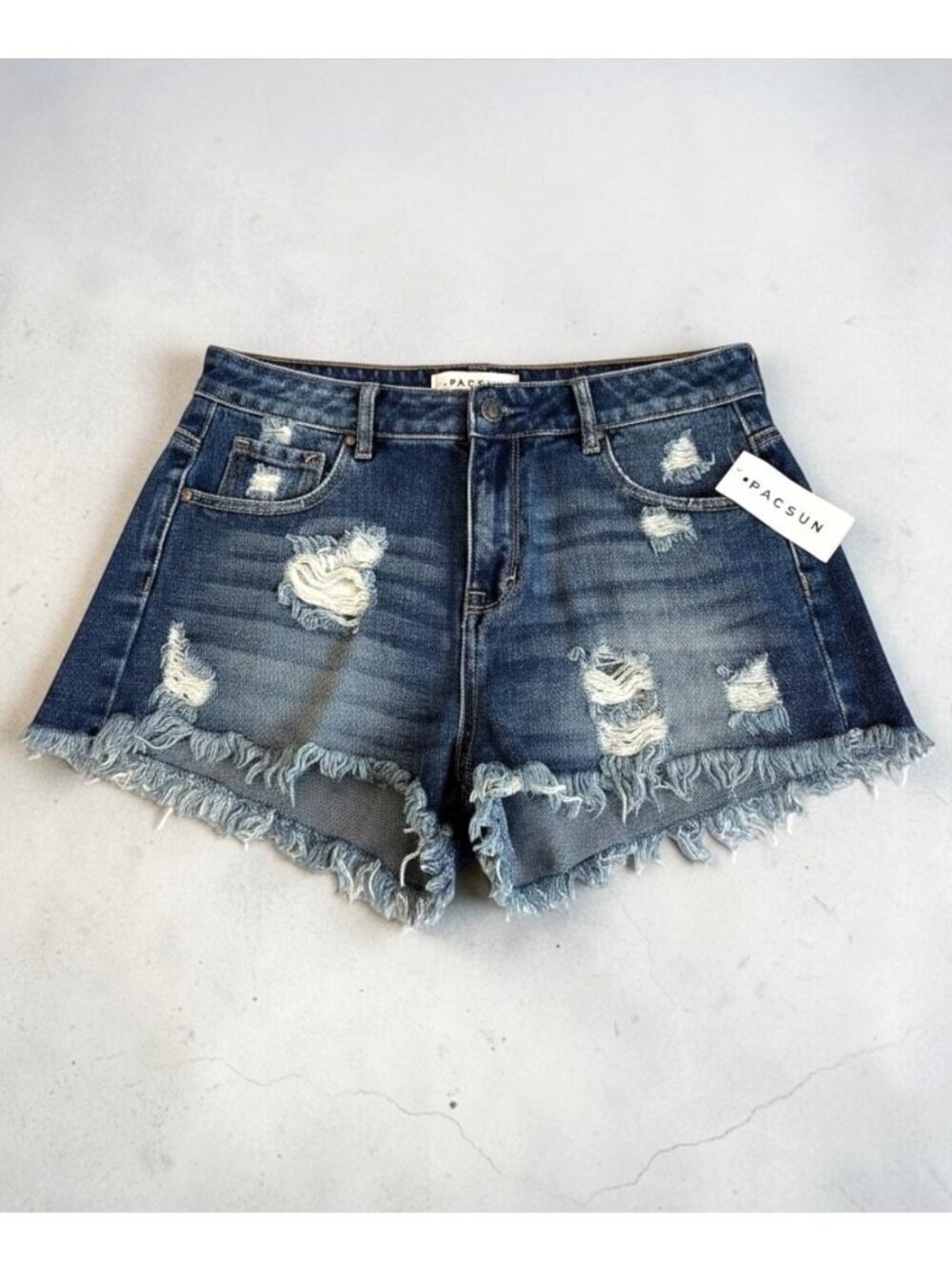 PacSun Distressed High Rise Denim Cut Off Shorts Frayed Hem 100% Cotton 28